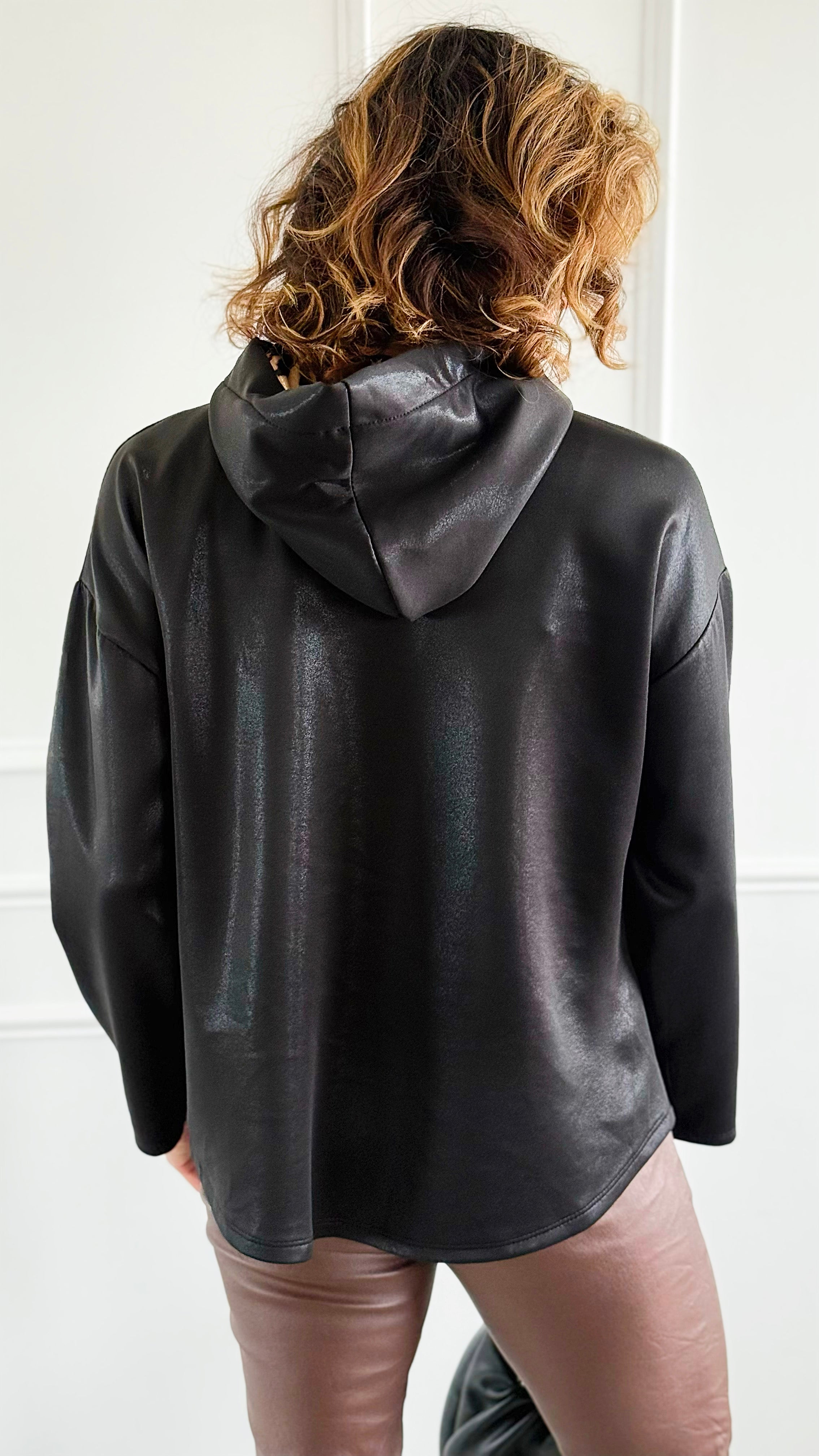 Luster Leopard Italian Hooded Top-130 Long sleeve top-SEÑORITA C-Coastal Bloom Boutique, find the trendiest versions of the popular styles and looks Located in Indialantic, FL