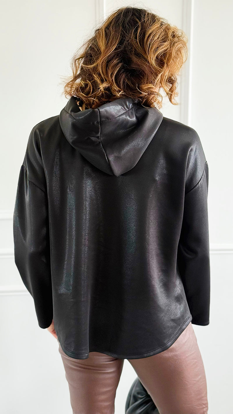 Luster Leopard Italian Hooded Top-130 Long sleeve top-SEÑORITA C-Coastal Bloom Boutique, find the trendiest versions of the popular styles and looks Located in Indialantic, FL