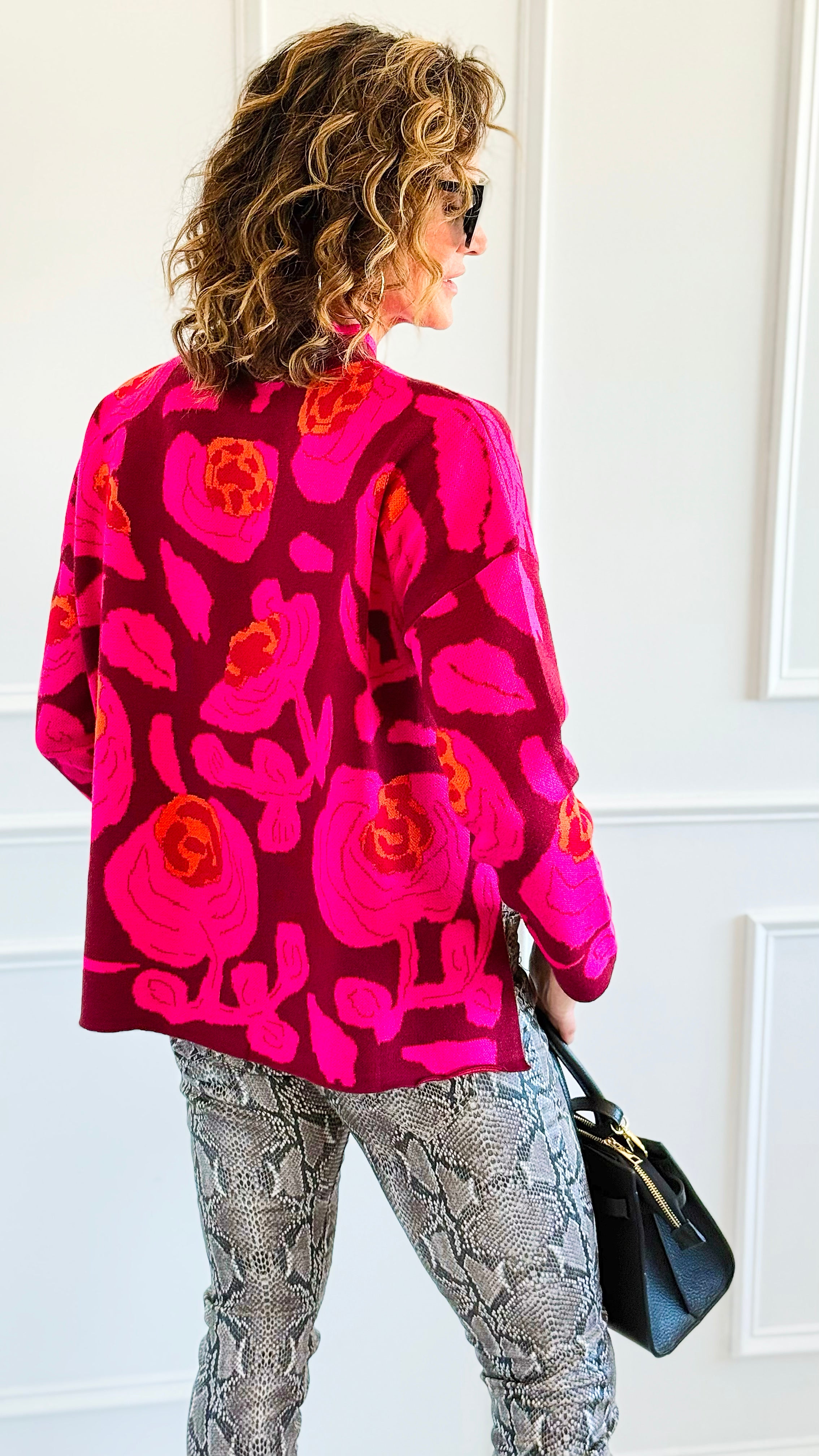 Blooming Elegance Knit Sweater - Burgundy-140 Sweaters-JODIFL-Coastal Bloom Boutique, find the trendiest versions of the popular styles and looks Located in Indialantic, FL