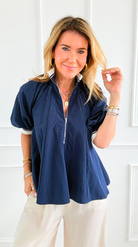 Polished Play Pinstripe Top - Navy