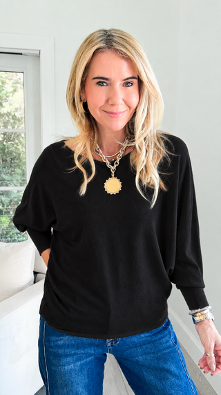 Soft Ease Margaux Italian Knit Top - Black