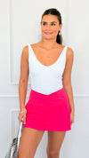 Slit Situation Skort-Flamingo Pink-170 Bottoms/Shorts-RAE MODE-Coastal Bloom Boutique, find the trendiest versions of the popular styles and looks Located in Indialantic, FL