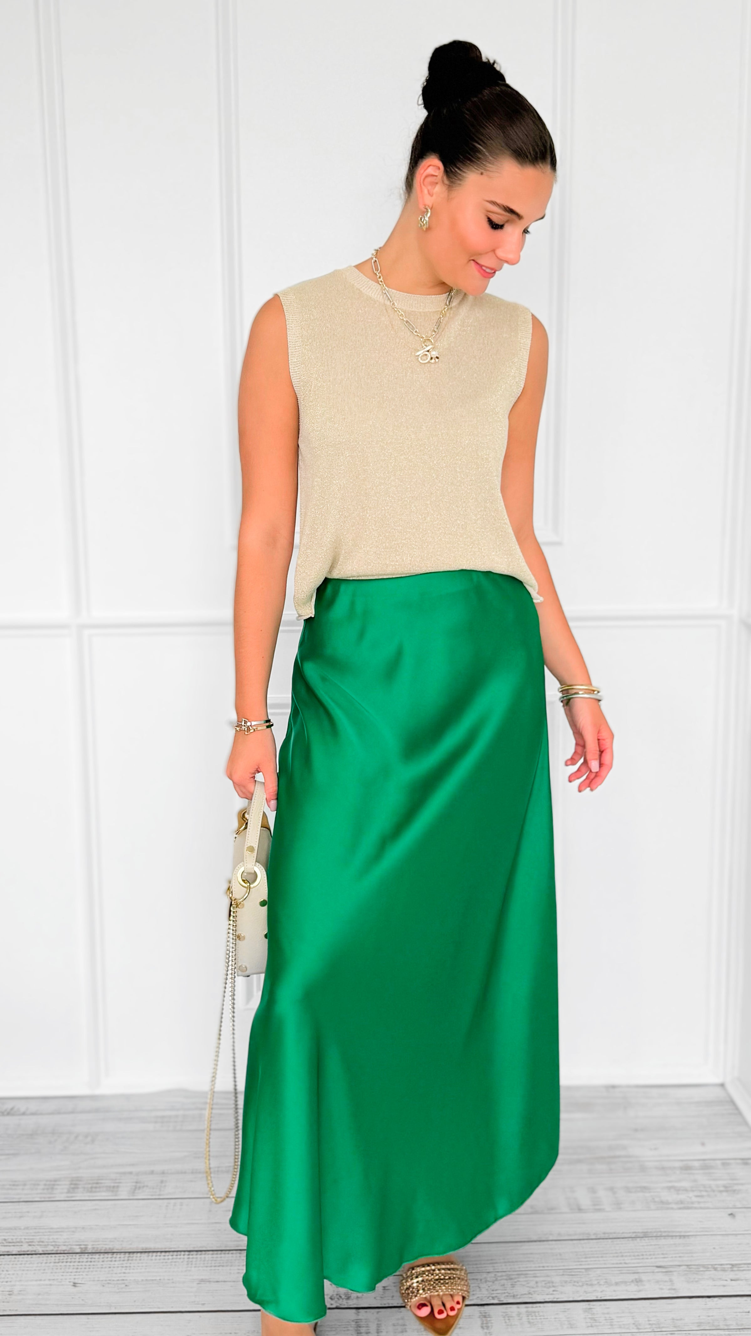 Isabella Italian Skirt- Kelly Green-170 Bottoms-SEE YOU IN ROME-Coastal Bloom Boutique, find the trendiest versions of the popular styles and looks Located in Indialantic, FL