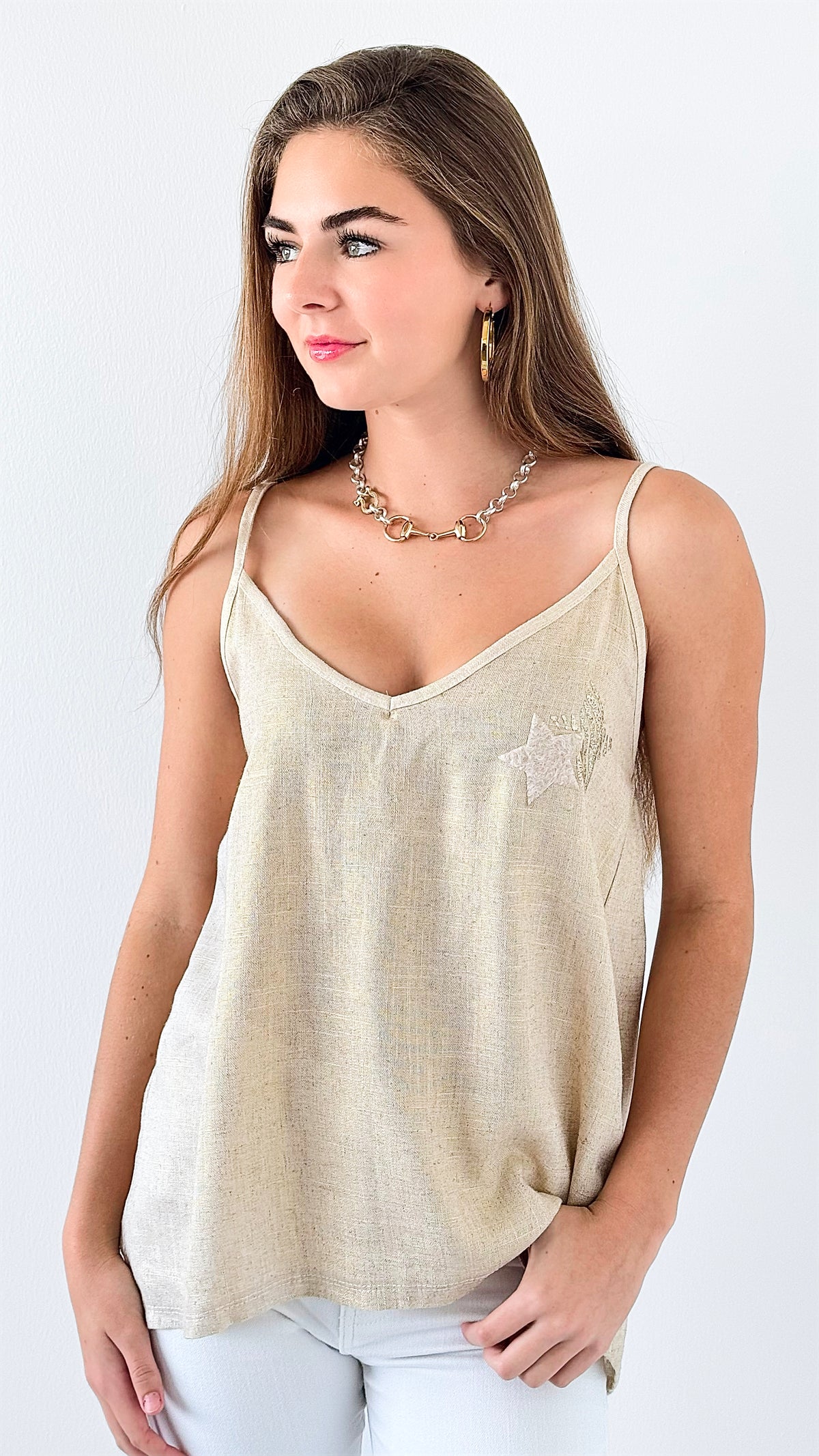 Celestial Linen Cami Top-100 Sleeveless Tops-VENTI6 OUTLET-Coastal Bloom Boutique, find the trendiest versions of the popular styles and looks Located in Indialantic, FL