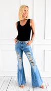 Wild Streak Flared Denim Pants-170 Bottoms-Oli & Hali-Coastal Bloom Boutique, find the trendiest versions of the popular styles and looks Located in Indialantic, FL