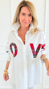 Tartan Love Italian Blouse-110 Long Sleeve Tops-TATTOO Z-Coastal Bloom Boutique, find the trendiest versions of the popular styles and looks Located in Indialantic, FL