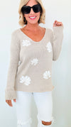 Seashore Shell Knit Sweater-140 Sweaters-Miracle-Coastal Bloom Boutique, find the trendiest versions of the popular styles and looks Located in Indialantic, FL