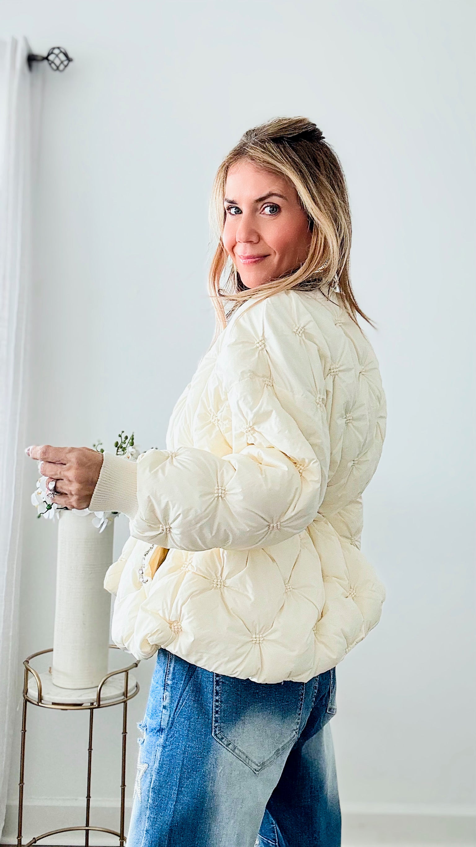 Runway on Ice Embellished Quilted Jacket - Cream-160 Jackets-Chasing Bandits-Coastal Bloom Boutique, find the trendiest versions of the popular styles and looks Located in Indialantic, FL