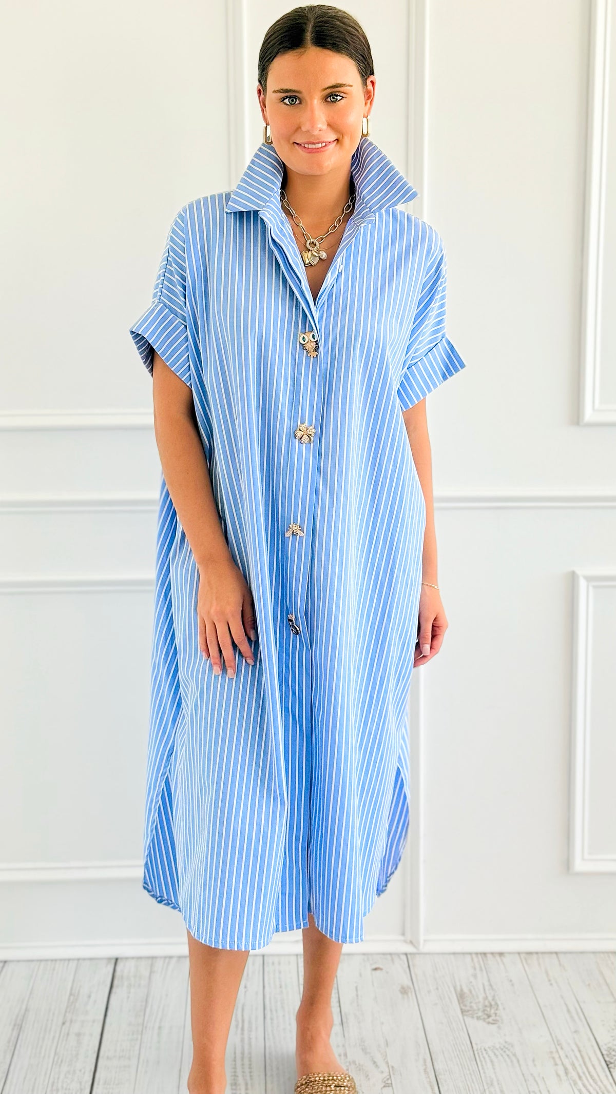 Whimsy Lane Italian Button Dress-200 Dresses/Jumpsuits/Rompers-TATTOO Z-Coastal Bloom Boutique, find the trendiest versions of the popular styles and looks Located in Indialantic, FL