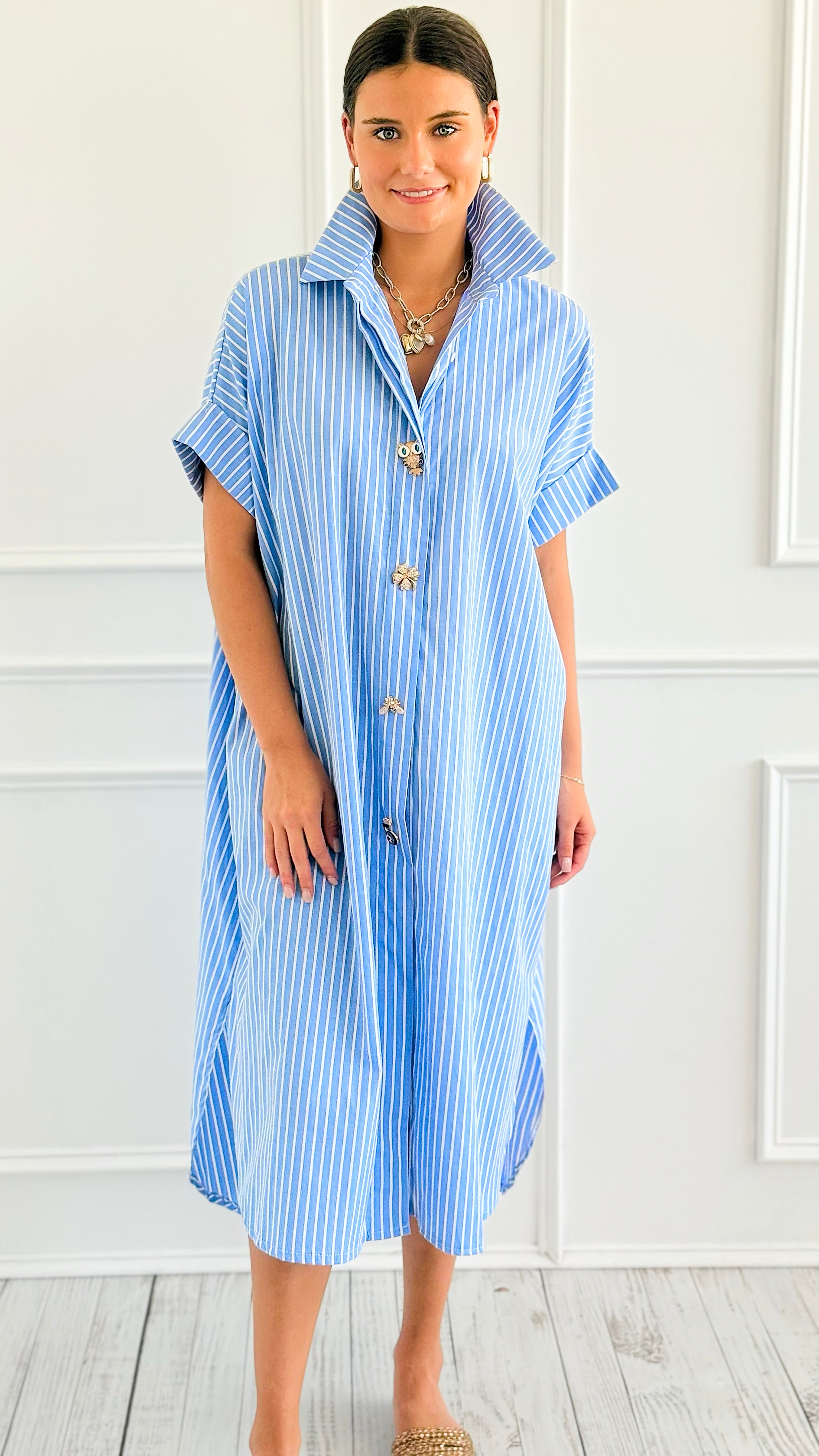 Whimsy Lane Italian Button Dress-200 Dresses/Jumpsuits/Rompers-TATTOO Z-Coastal Bloom Boutique, find the trendiest versions of the popular styles and looks Located in Indialantic, FL