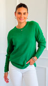 Round Neck Basic Sweater - K GREEN-140 Sweaters-Zenana-Coastal Bloom Boutique, find the trendiest versions of the popular styles and looks Located in Indialantic, FL