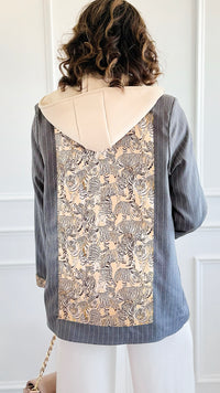 CB CUSTOM - Pinstripe & Prose Italian Blazer-160 Jackets-TATTOO Z-Coastal Bloom Boutique, find the trendiest versions of the popular styles and looks Located in Indialantic, FL