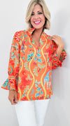 Savannah Dreamscape Blouse-130 Long Sleeve Tops-Gretchen Scott-Coastal Bloom Boutique, find the trendiest versions of the popular styles and looks Located in Indialantic, FL