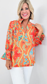 Savannah Dreamscape Blouse-130 Long Sleeve Tops-Gretchen Scott-Coastal Bloom Boutique, find the trendiest versions of the popular styles and looks Located in Indialantic, FL