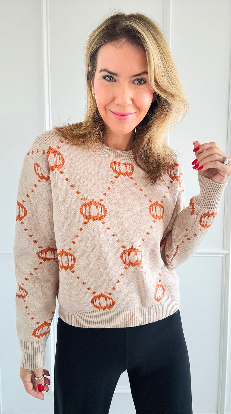 Pumpkin Sweater - Taupe-140 Sweaters-SO ME-Coastal Bloom Boutique, find the trendiest versions of the popular styles and looks Located in Indialantic, FL