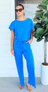 Elevated Relaxed Wide-Leg Pants - Ocean Blue-100 Pants-Rae Mode-Coastal Bloom Boutique, find the trendiest versions of the popular styles and looks Located in Indialantic, FL