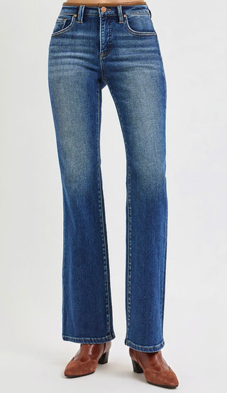 Mid Rise Tummy Control Stretch Bootcut Jeans