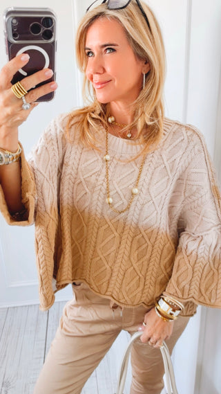 Sunset Layers Cable Knit- Beige