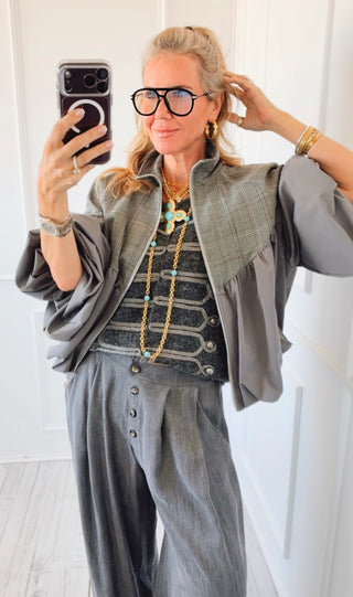 City Chic Plaid Puff Italian Jacket
