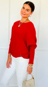 Ribbed Italian Pullover- Red-140 Sweaters-Italianissimo-Coastal Bloom Boutique, find the trendiest versions of the popular styles and looks Located in Indialantic, FL