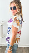 Rainbow Sequin Fierce Button Queen of Sparkles Top-110 Short Sleeve Tops-Queen of Sparkles-Coastal Bloom Boutique, find the trendiest versions of the popular styles and looks Located in Indialantic, FL