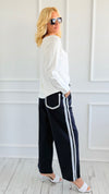 Track Luxe Drawstring Pants - Navy-170 Bottoms-7Mango7-Coastal Bloom Boutique, find the trendiest versions of the popular styles and looks Located in Indialantic, FL