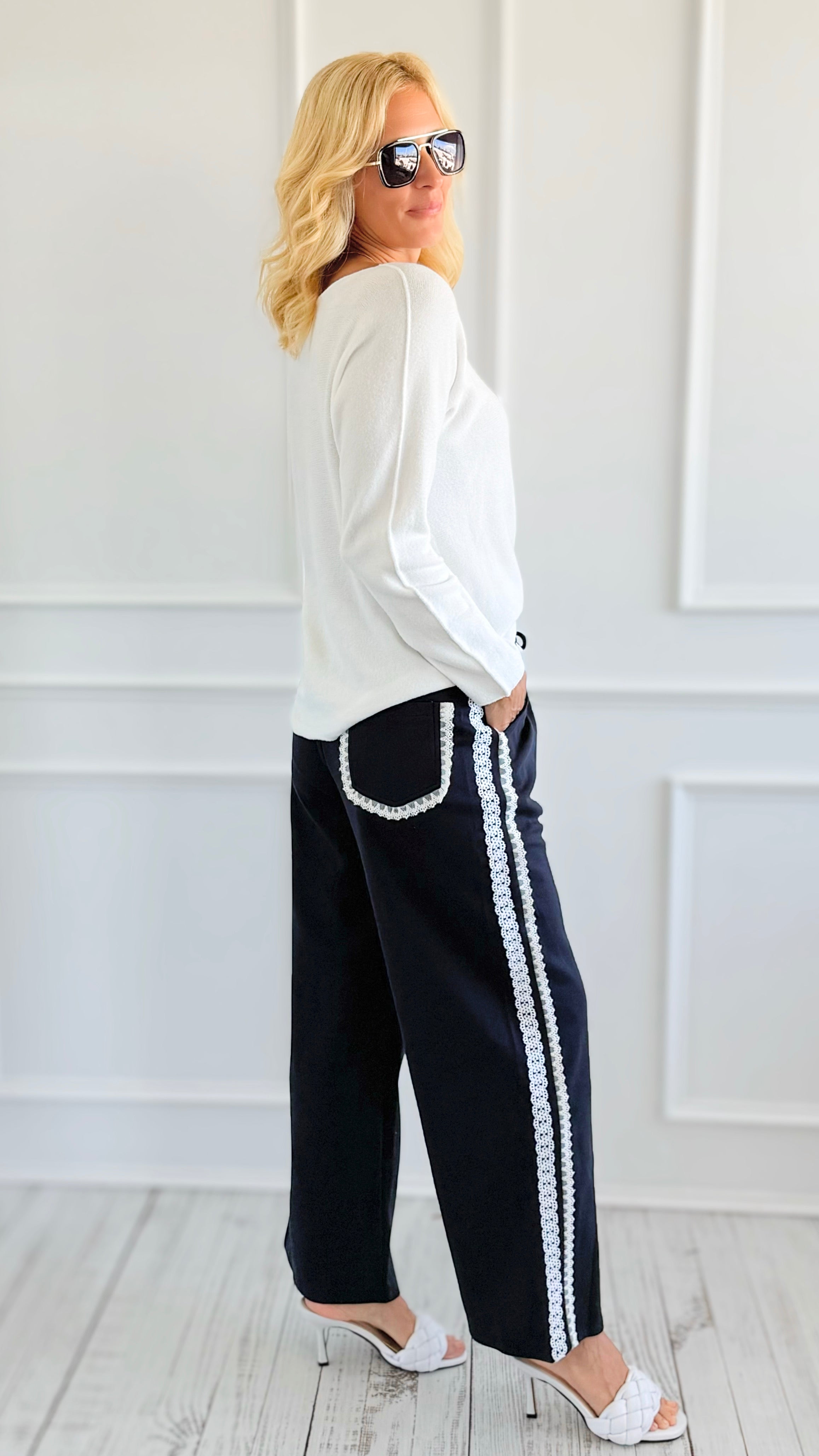 Track Luxe Drawstring Pants - Navy-170 Bottoms-7Mango7-Coastal Bloom Boutique, find the trendiest versions of the popular styles and looks Located in Indialantic, FL