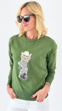 Cozy West Bear Sweater-140 Sweaters-Dazzling-Coastal Bloom Boutique, find the trendiest versions of the popular styles and looks Located in Indialantic, FL