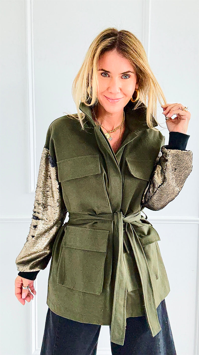 Power & Shine Utility Italian Jacket-160 Jackets-STAR SRL-Coastal Bloom Boutique, find the trendiest versions of the popular styles and looks Located in Indialantic, FL