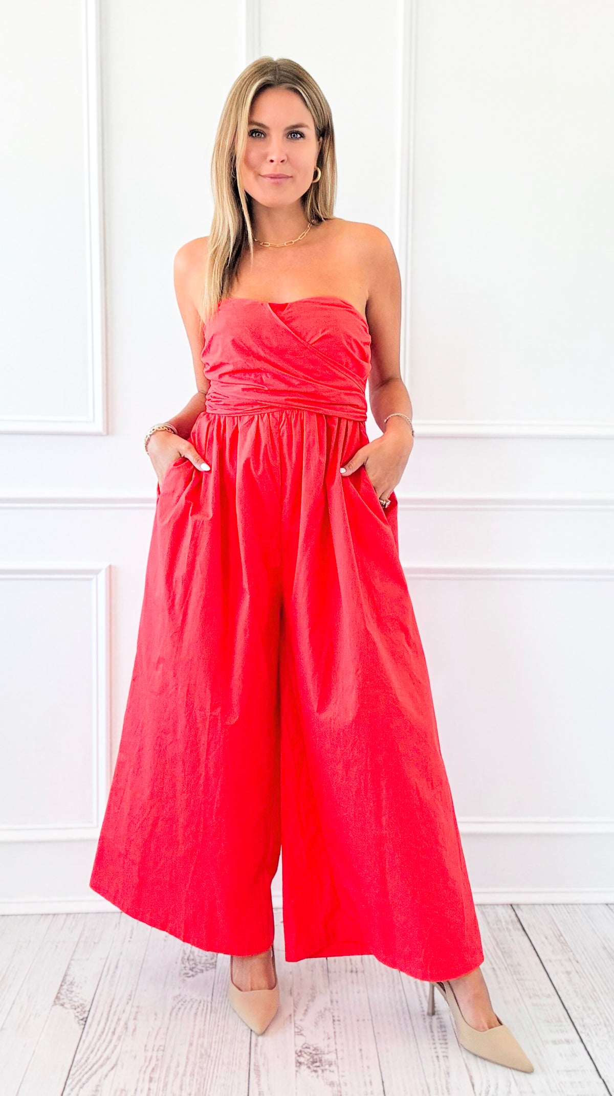 Firestarter Wrap Wide-Leg Jumpsuit-200 Dresses/Jumpsuits/Rompers-listicle-Coastal Bloom Boutique, find the trendiest versions of the popular styles and looks Located in Indialantic, FL