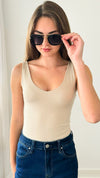 Premium V-Neck Tank Top - Sand Beige-100 Sleeveless Tops-Zenana-Coastal Bloom Boutique, find the trendiest versions of the popular styles and looks Located in Indialantic, FL
