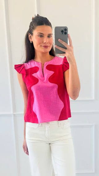 Contrast Flutter Sleeve Top