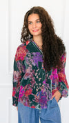 Velvet Bloom Button Down Top-130 Long Sleeve Tops-Jodifl-Coastal Bloom Boutique, find the trendiest versions of the popular styles and looks Located in Indialantic, FL