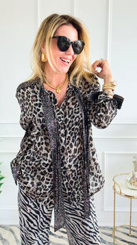 Wild Serenade Tie Neck Top-130 Long Sleeve Tops-LA ROS-Coastal Bloom Boutique, find the trendiest versions of the popular styles and looks Located in Indialantic, FL