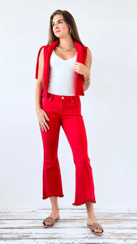 Flare with Edge Crop Pants-190 Denim-Risen-Coastal Bloom Boutique, find the trendiest versions of the popular styles and looks Located in Indialantic, FL