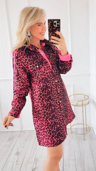 Wild Luxe Shirtdress - Fuchsia