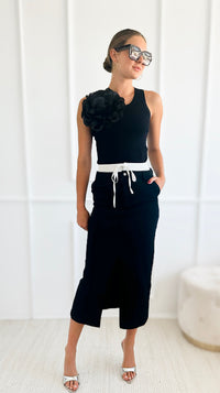 Laila I Mean Business Midi Skirt-Black-170 Bottoms-Galita-Coastal Bloom Boutique, find the trendiest versions of the popular styles and looks Located in Indialantic, FL