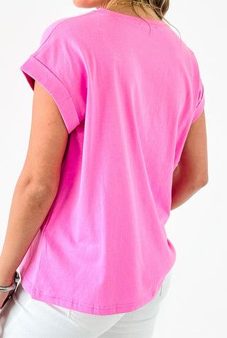 Effortless Essential Tee - Candy Pink-110 Short Sleeve Tops-Zenana-Coastal Bloom Boutique, find the trendiest versions of the popular styles and looks Located in Indialantic, FL