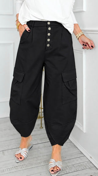 Cargo Crush Italian Barrel Pant- Black