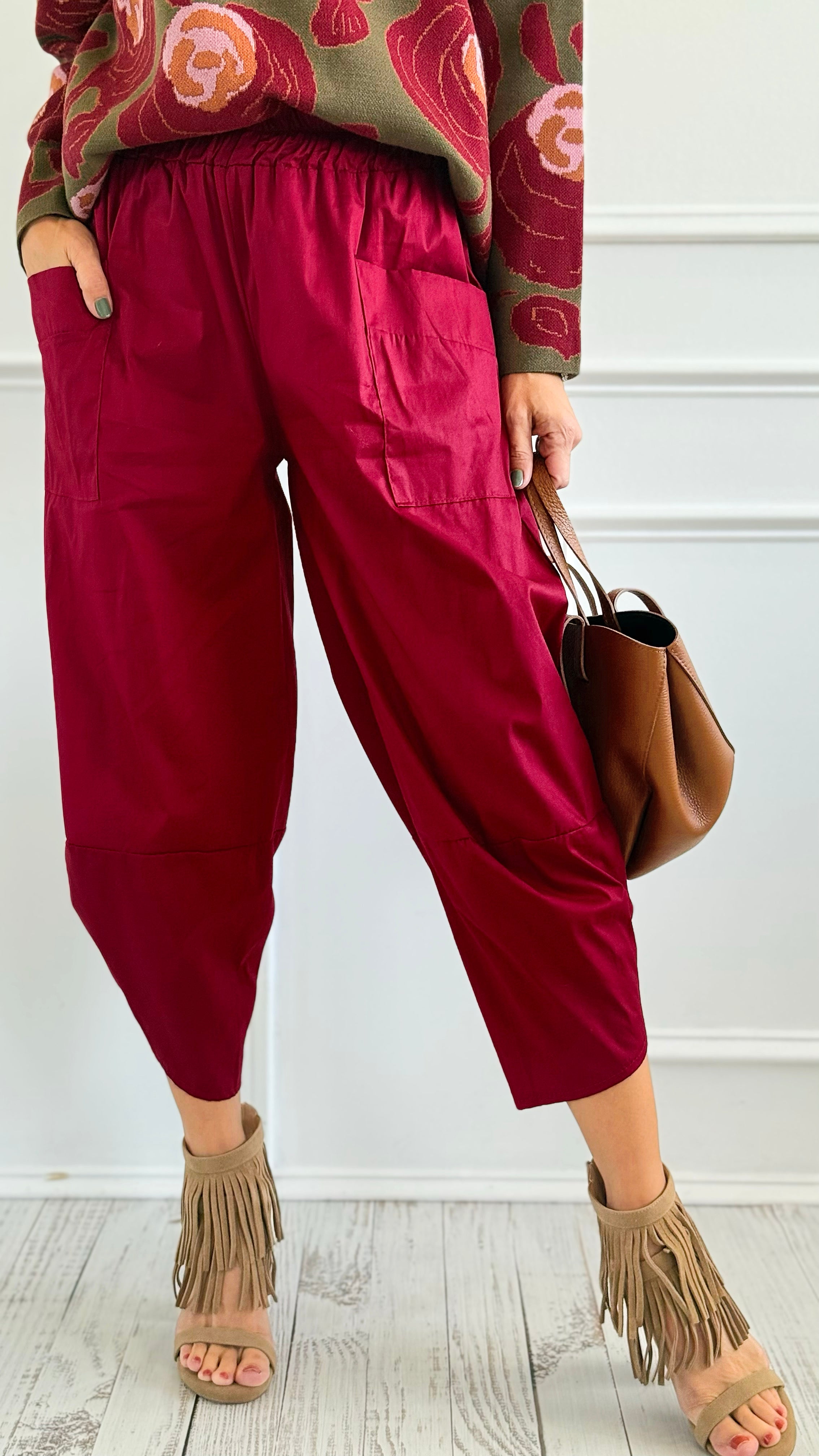 Relax & Go Italian Barrel Pant-100 Pants-VANESSA-Coastal Bloom Boutique, find the trendiest versions of the popular styles and looks Located in Indialantic, FL