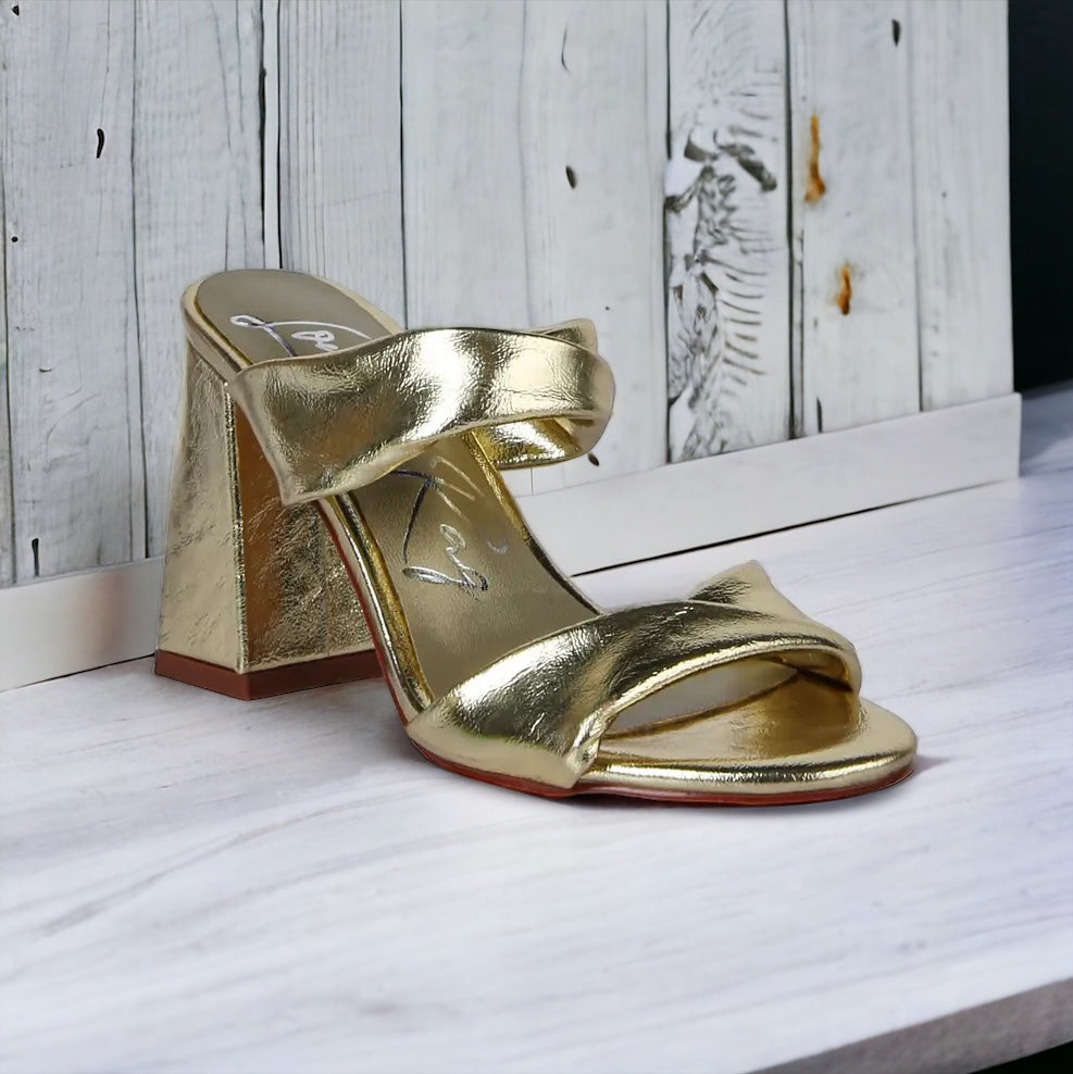 Dance All Night High Heeled Block - Gold-250 Shoes-RagCompany-Coastal Bloom Boutique, find the trendiest versions of the popular styles and looks Located in Indialantic, FL