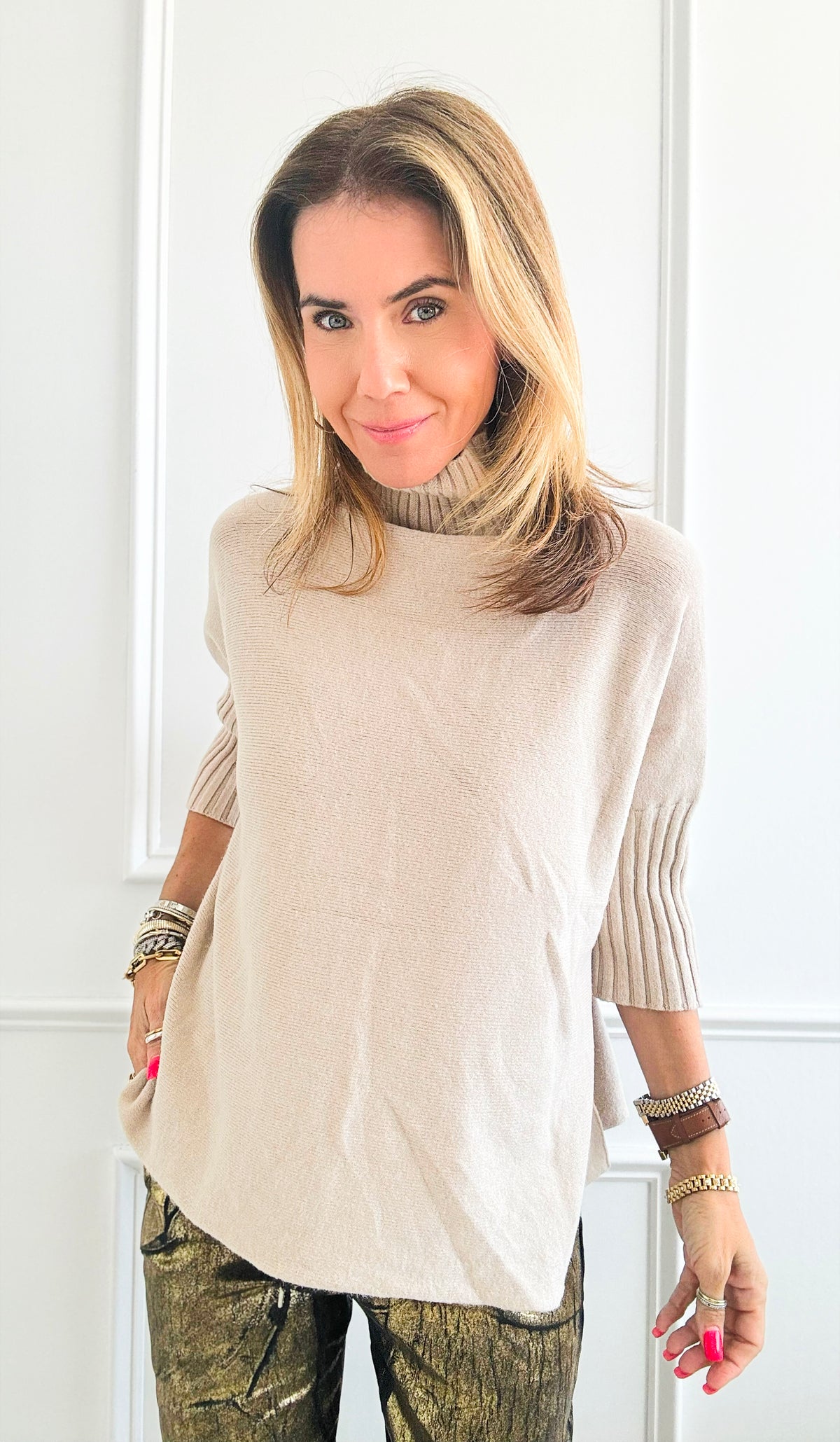 Break Free Italian Sweater Top - Heather Beige-140 Sweaters-Italianissimo-Coastal Bloom Boutique, find the trendiest versions of the popular styles and looks Located in Indialantic, FL