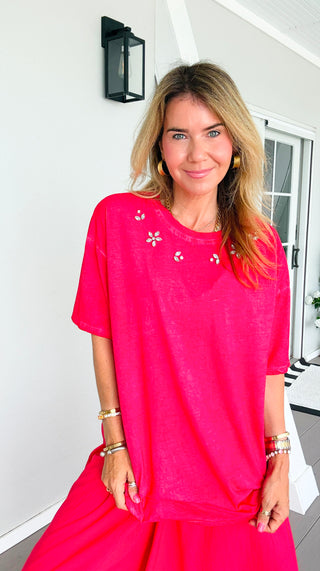 Starlet Sparkle Italian Tee- Washed Red