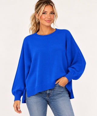 Break Free Seam Detail Italian Sweater - Royal Blue