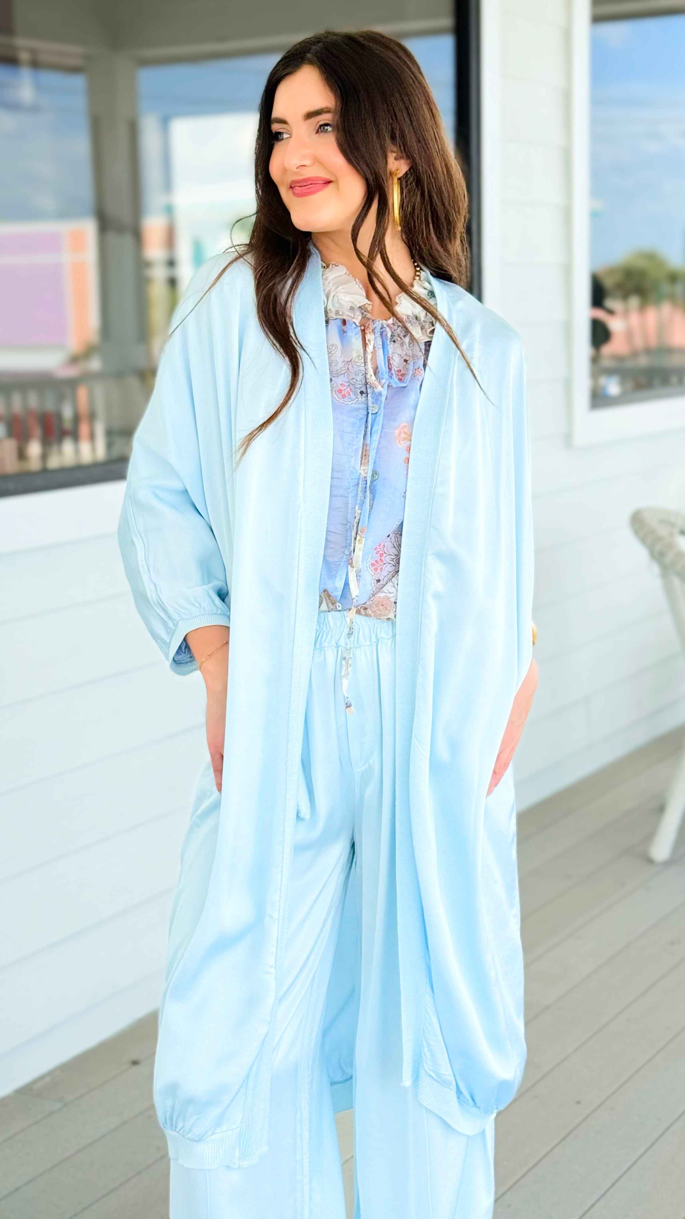 Comfort Silk Touch Italian Cardigan- Sky Blue