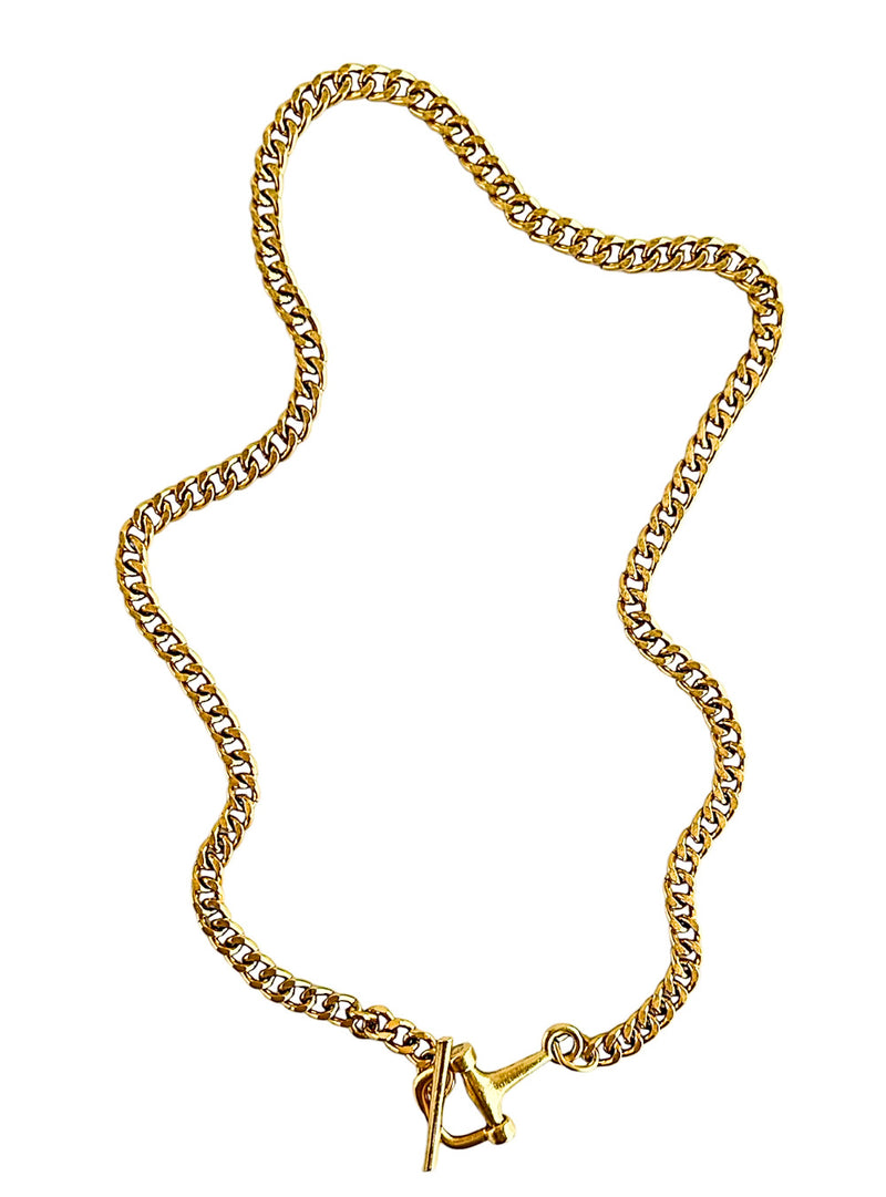 Cuban Link Equestrian Toggle Long Necklace-230 Jewelry-YOCHI-Coastal Bloom Boutique, find the trendiest versions of the popular styles and looks Located in Indialantic, FL