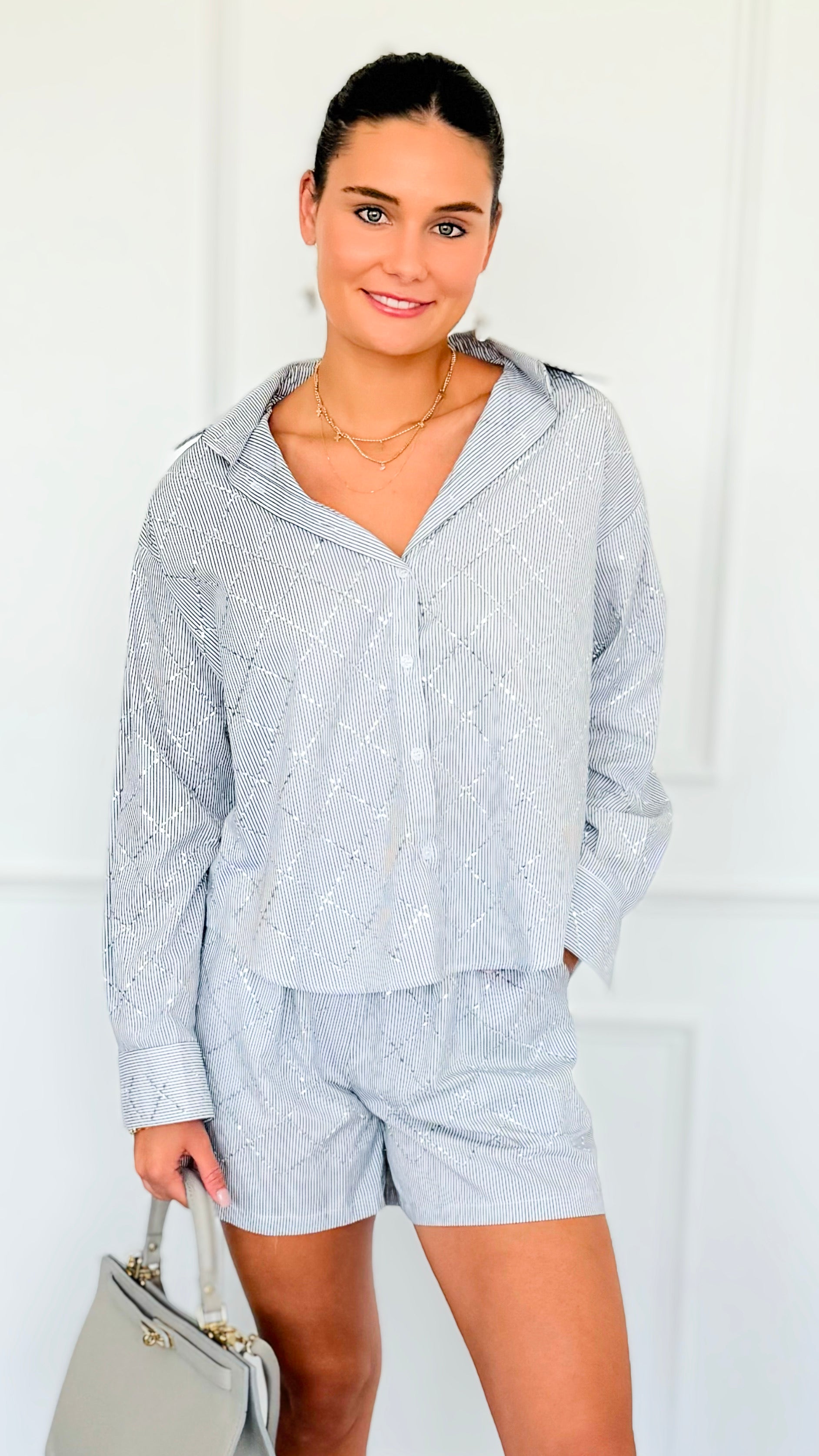 Diamond Spark Striped Lounge Set-210 Loungewear/Sets-Hesperus-Coastal Bloom Boutique, find the trendiest versions of the popular styles and looks Located in Indialantic, FL