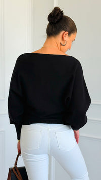 Sunday Muse Dolman Knit Sweater - Black-140 Sweaters-she + sky-Coastal Bloom Boutique, find the trendiest versions of the popular styles and looks Located in Indialantic, FL