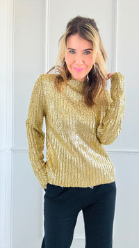 Gold Metallic Ribbed Sweater-140 Sweaters-SUNDAYUP-Coastal Bloom Boutique, find the trendiest versions of the popular styles and looks Located in Indialantic, FL