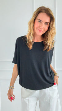 Easy Days Italian Top- Black-110 short Sleeve Top-Italianissimo-Coastal Bloom Boutique, find the trendiest versions of the popular styles and looks Located in Indialantic, FL